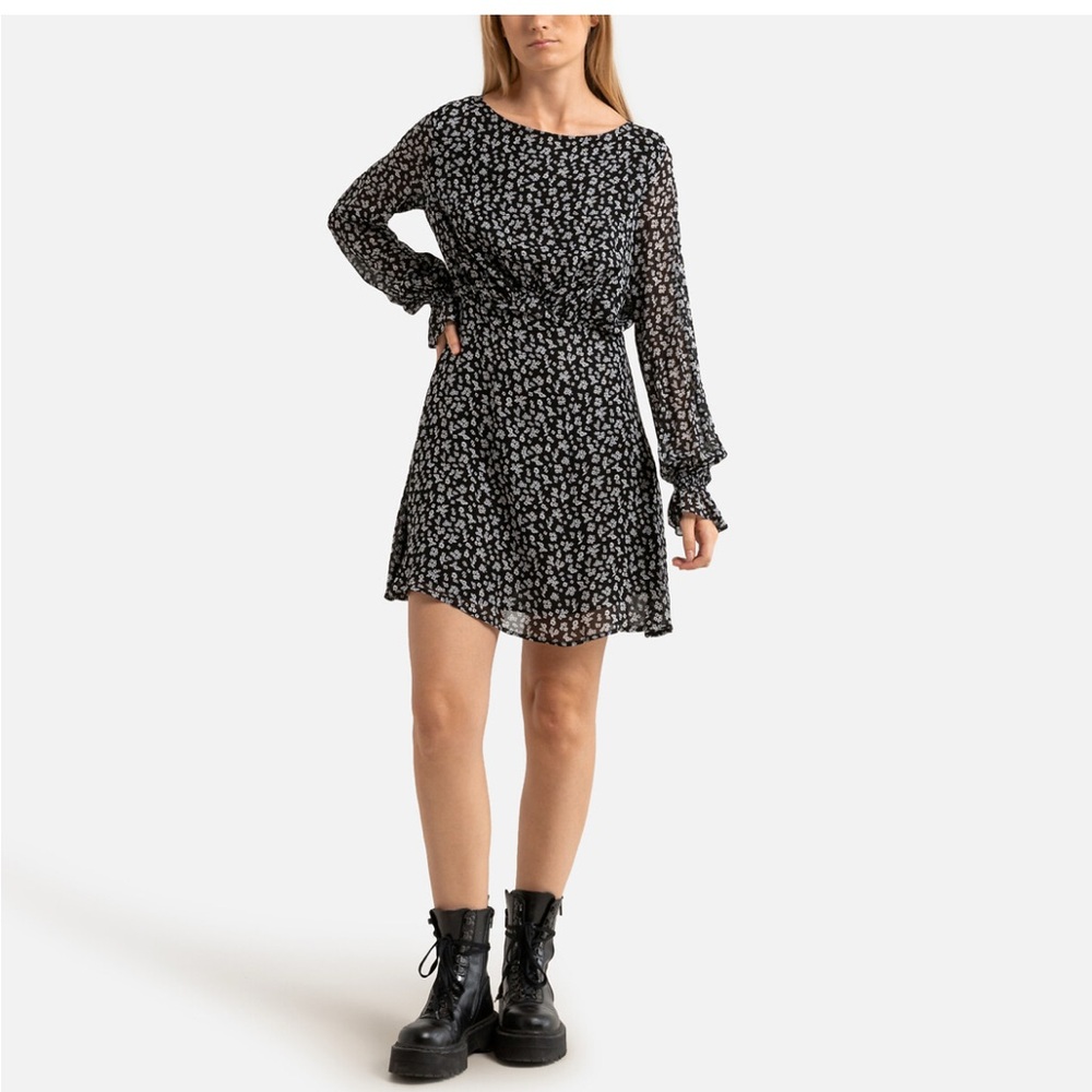 The Kooples Black and White Long Sleeve Dress